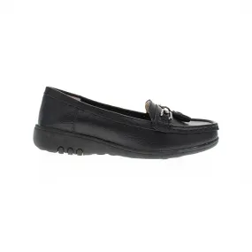 Nautical Wide Fit Women's Leather Flat Slip On Loafer All Purpose