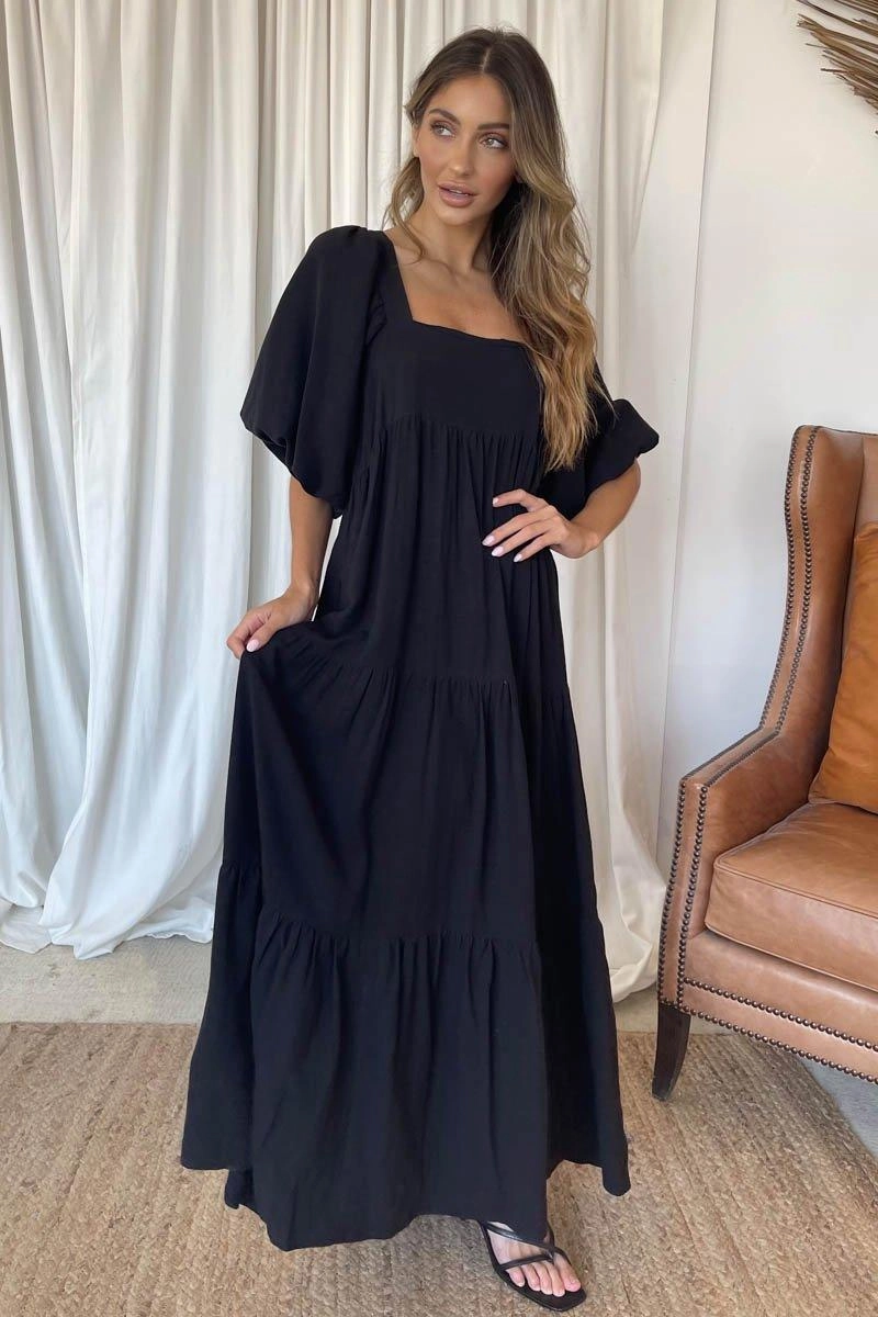 Adeline Dress - Black Crisp Finish Nordic Plain