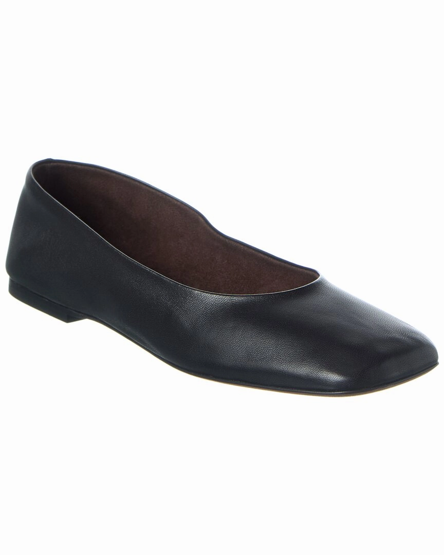 The Row Square Leather Ballet Flat Breathable Cushioning