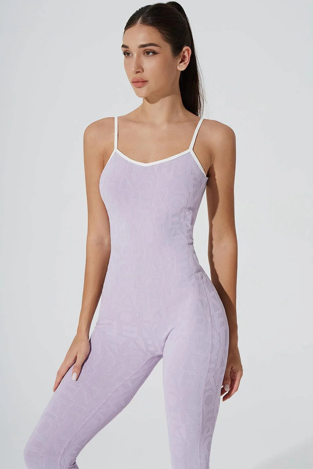 Breathable Stretch New Club Classic Coeur Del Jumpsuit 3D - Lavender