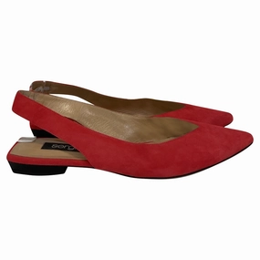 Sergio Rossi Sr Milano Slingback Ballet Flats in Red Suede Comfy Cushion Ferry Mood
