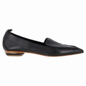 Nicholas Kirkwood Beya Flats in Black Leather Chic Walking Shoes Trail Glow