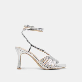 NIVANA HEELS SILVER DISTRESSED LEATHER Dressy High Heels