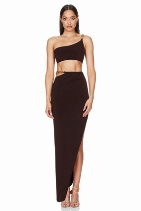 Nookie Alyssa Chain Skirt - Chocolate Cozy Touch Sleek Look