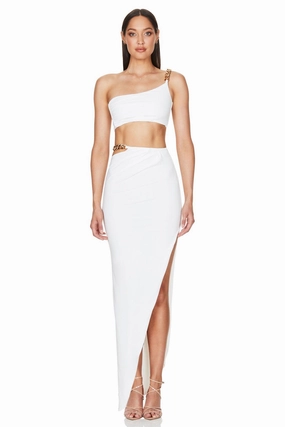 Nookie Alyssa Chain Skirt - Ivory Travel Option