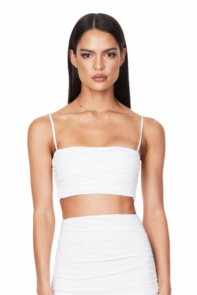 Soft Detail Ribbed-Texture Nookie Aria Crop - White