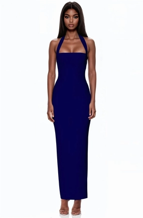 spring outfit Dreamy Texture Nookie Boulevard Maxi Dress - Navy (PREORDER)