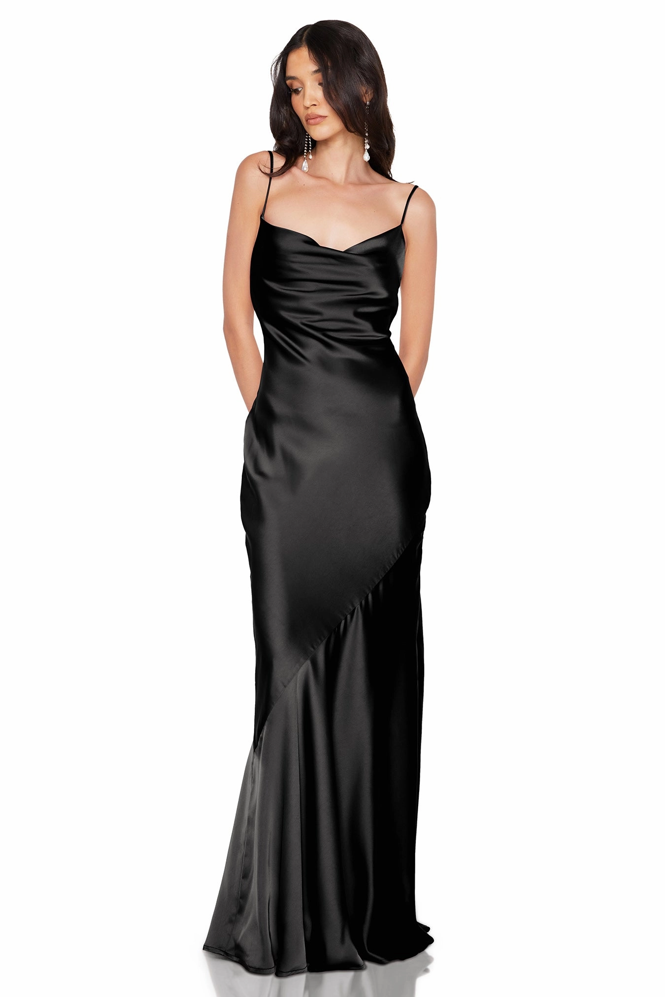 Nookie Entice Drape Gown - Black Layered Fabric Contemporary Wear