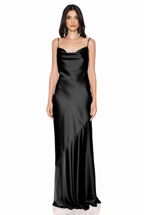 Nookie Entice Drape Gown - Black Light Elegance Eco Friendly