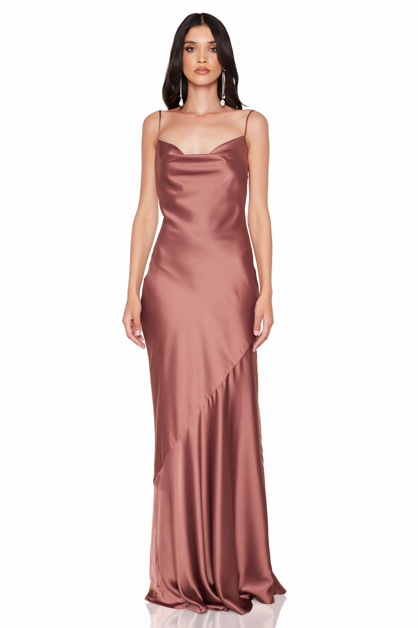 Nookie Entice Drape Gown - Mocha Sophisticated Vibe