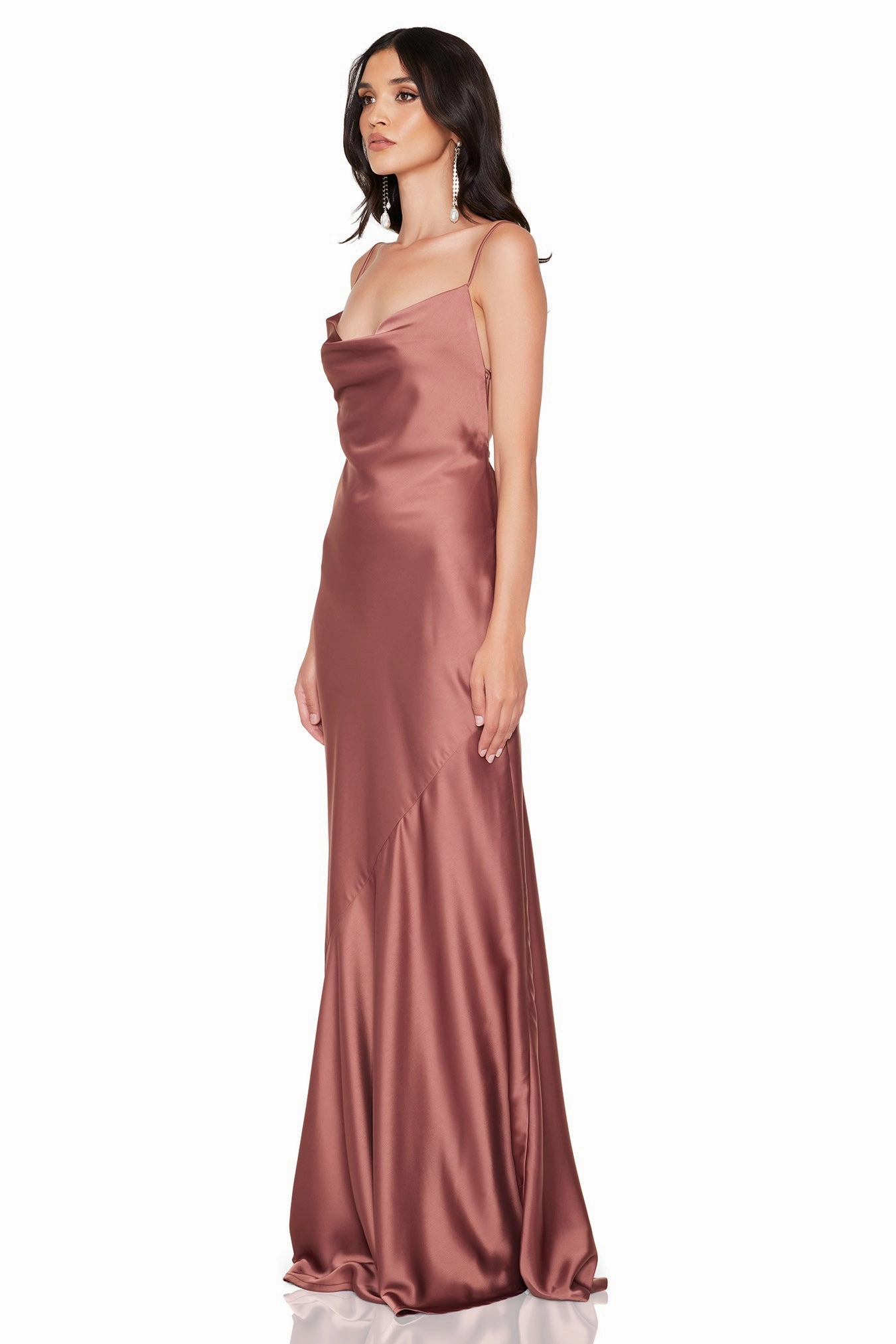 Button-front hypoallergenic Nookie Entice Drape Gown - Mocha