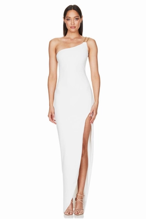 Nookie Estella One Shoulder Gown - White Pure Piece Clean Lines
