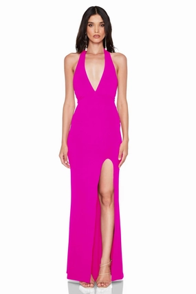 Effortless Style Nookie Illegal Side Split Gown - Fuchsia