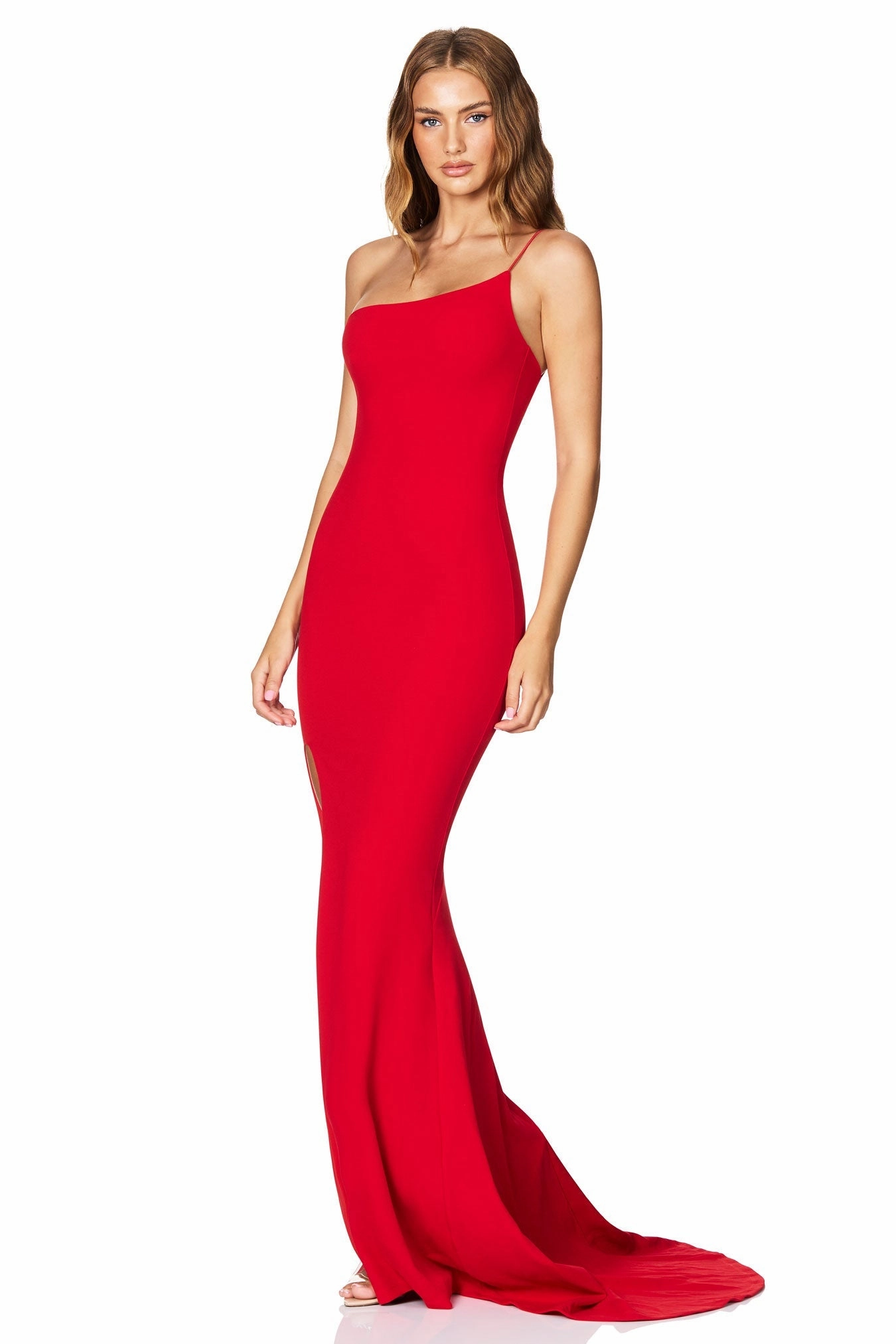 Soft Fashion Clean Lines Nookie Jasmine One Shoulder Gown - Red