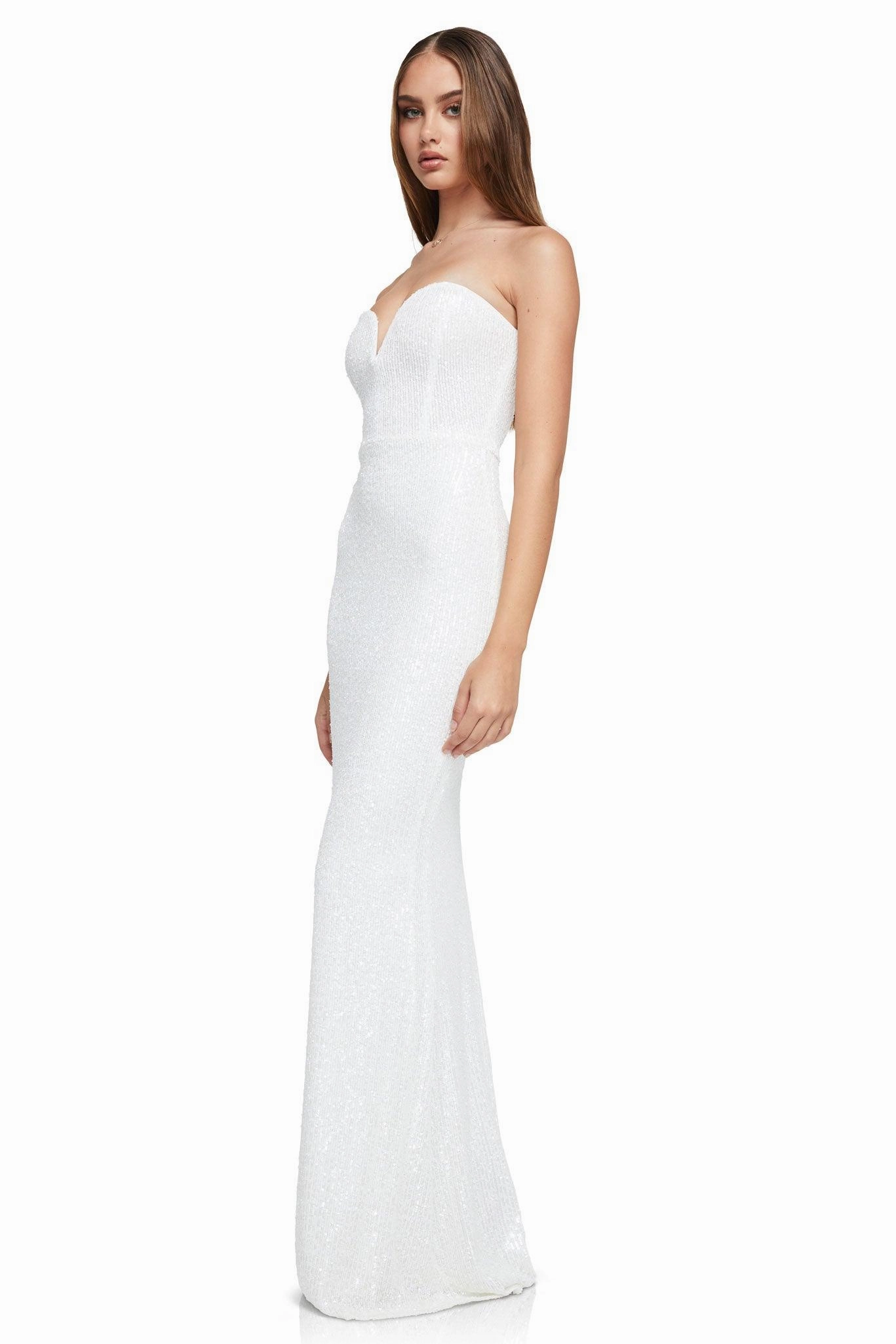 Stylish and Simple Fit for All Seasons Nookie Lumiere Gown - White
