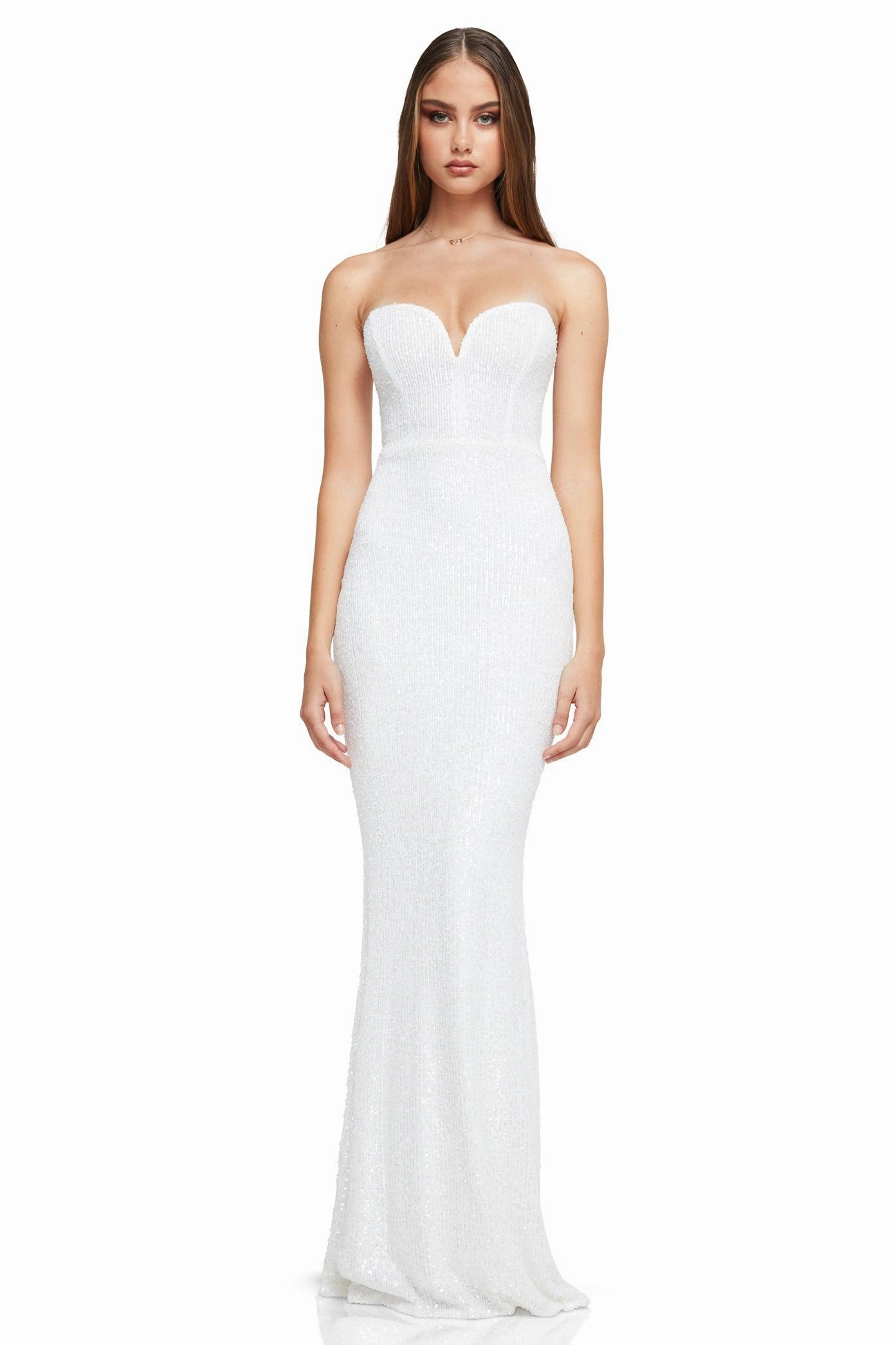 Nookie Lumiere Gown - White Statement Neck