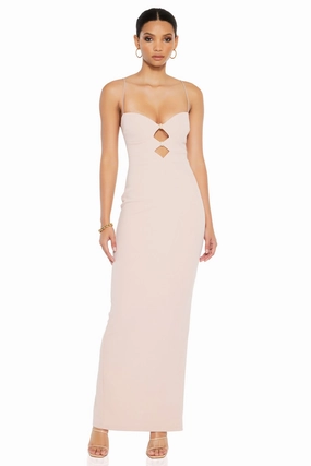 Nookie Muse Maxi Dress - Nude Stylish Fit Sheer Light