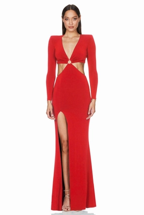 Smooth Design Nookie Riley Ring Cut Out Gown - Red