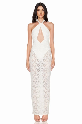 Pure Fit Midi-Length Nookie Roxana Halter Gown - Unlined Ivory