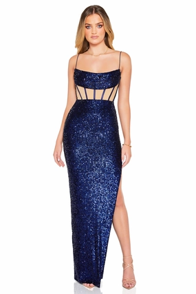 Nookie Sloane Illusion Gown - Sapphire Subtle Edge