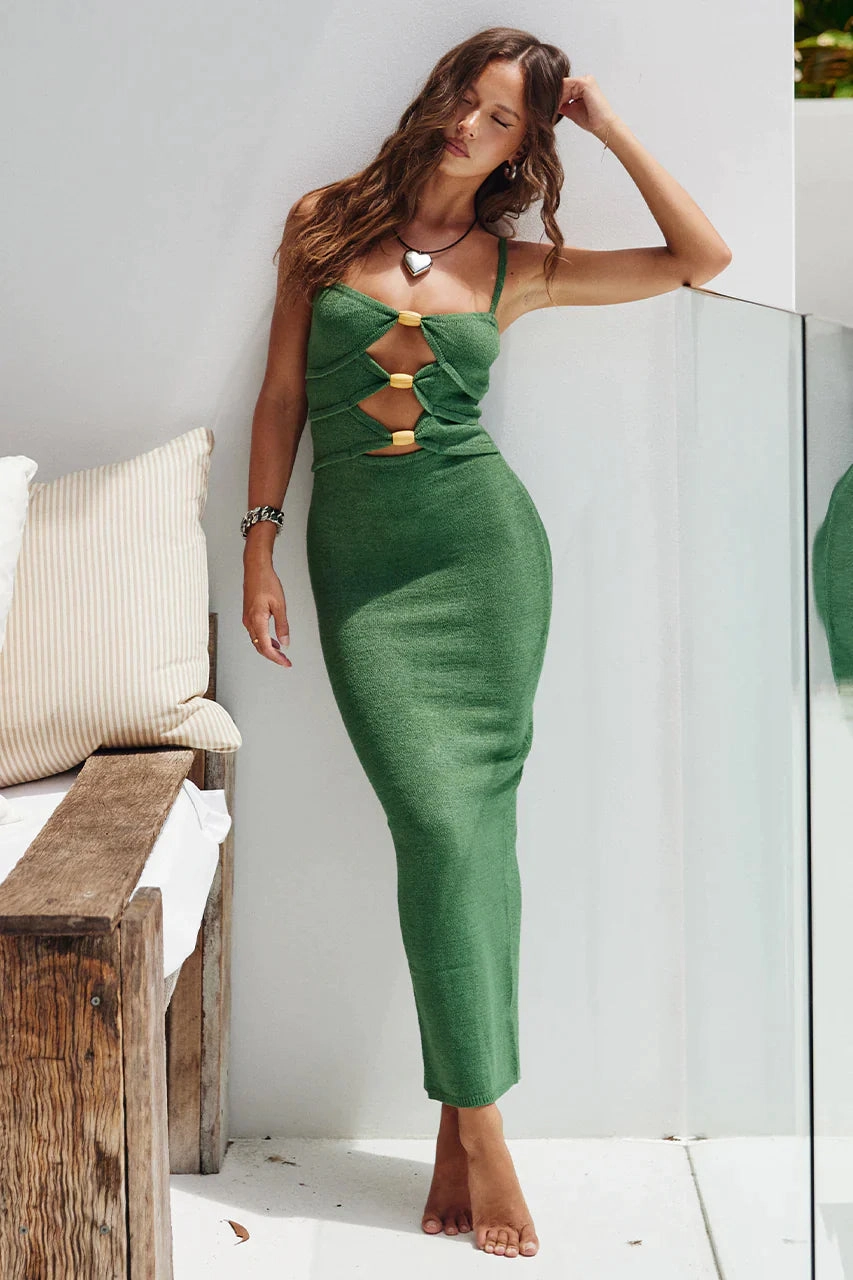 Quiet Sweet Relaxed Fit Look Norma Midi Dress - Olive