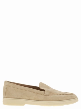 Zip Closure Design Glow Nubuck Moccasin With Embossed Logo