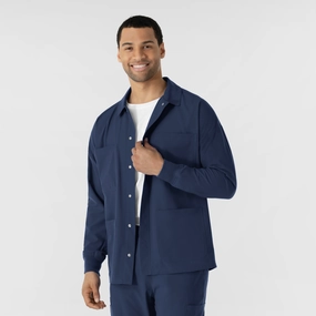 Thermal Base Check NURTUR Men??s Scrub Shirt Jacket - Navy