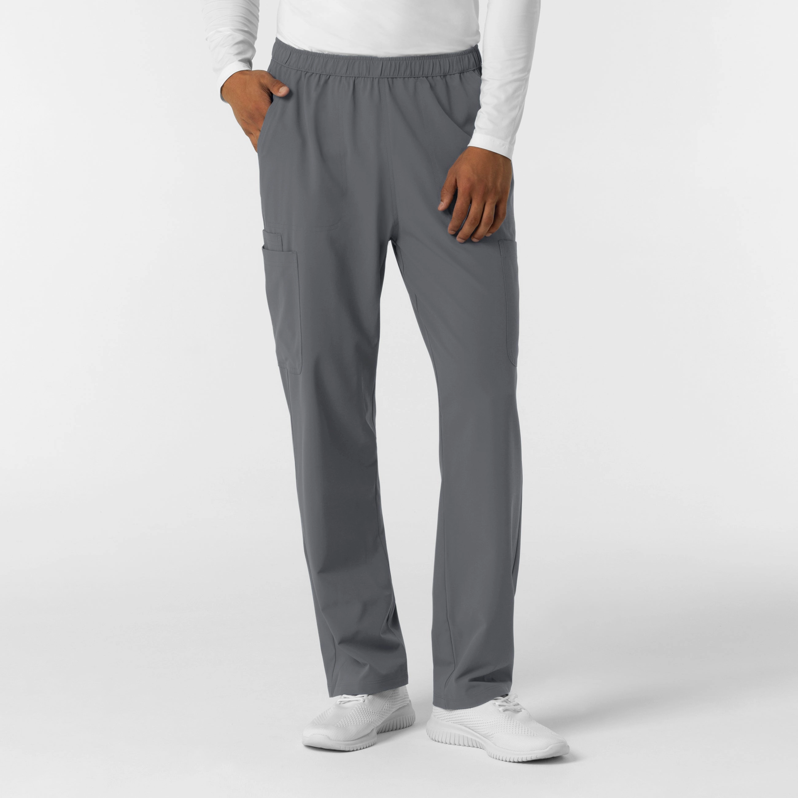 NURTUR Men's Straight Leg Cargo Scrub Pant - Pewter Belt loops