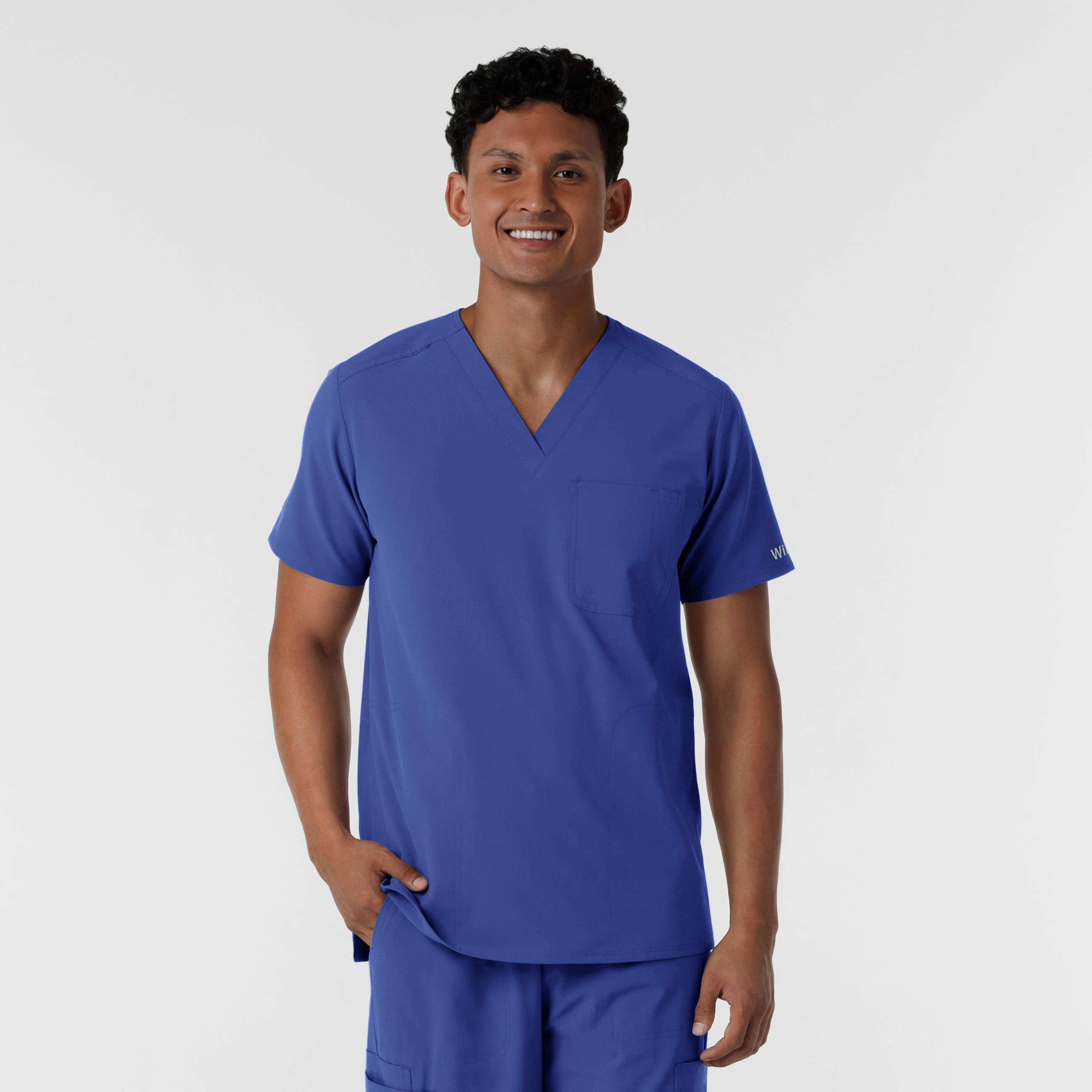 NURTUR Men's V-Neck Scrub Top - Galaxy Blue ErgonomicShape