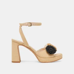 Easy To Clean OLIVEA HEELS BLACK NATURAL RAFFIA