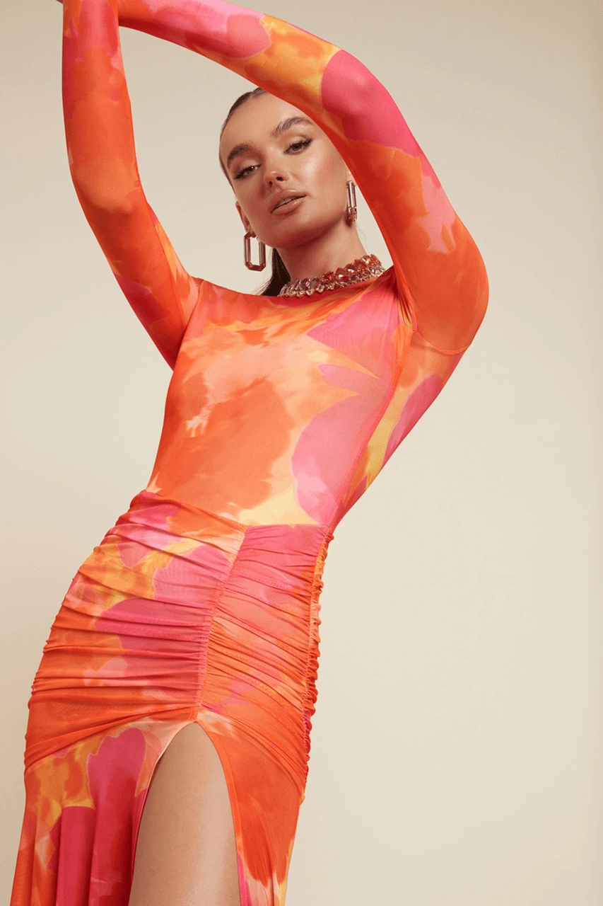 Fashionable Style Oliver Maxi Dress - Orange Floral