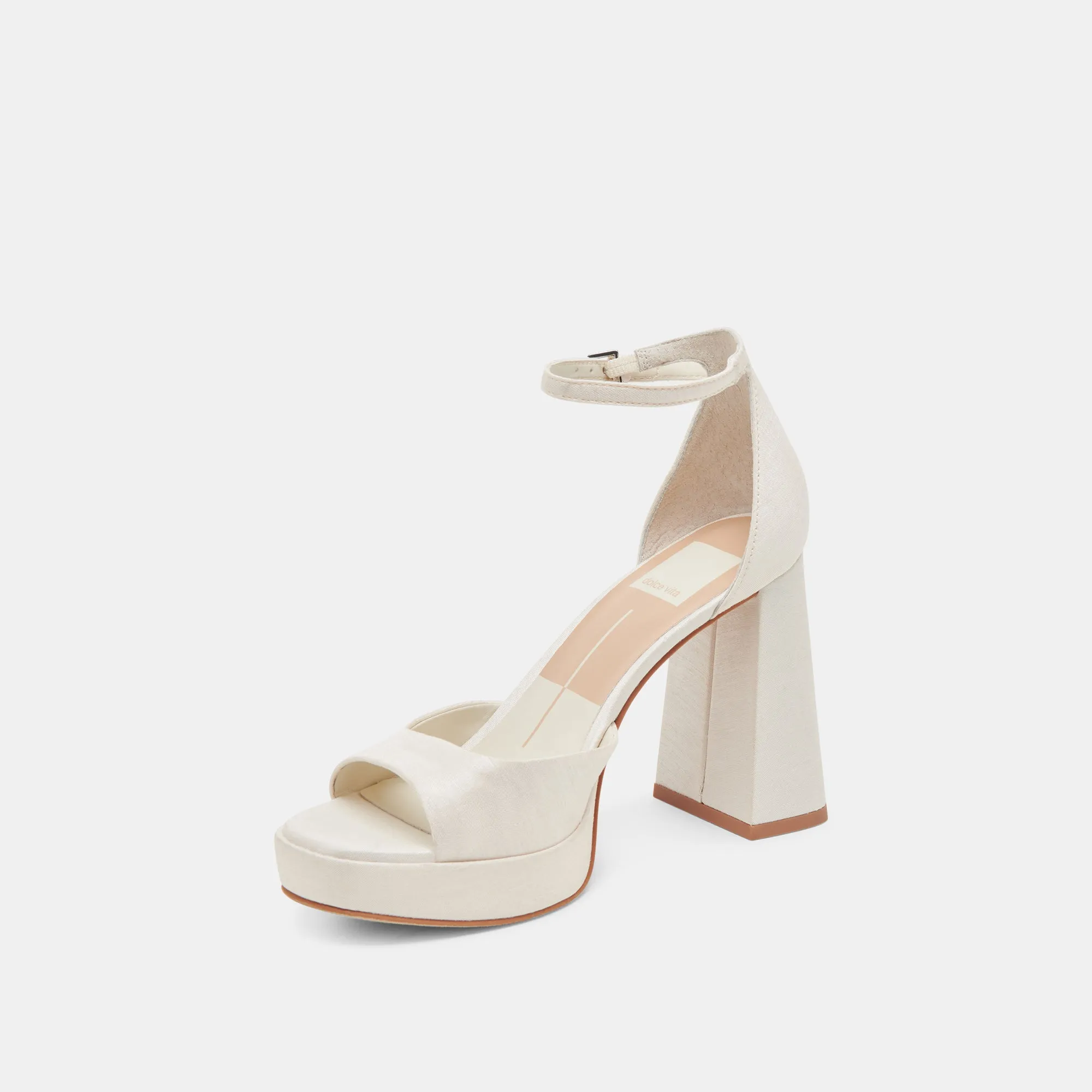 Wide toe box Sexy Platform Heels PANDRO WIDE HEELS WHITE SATIN