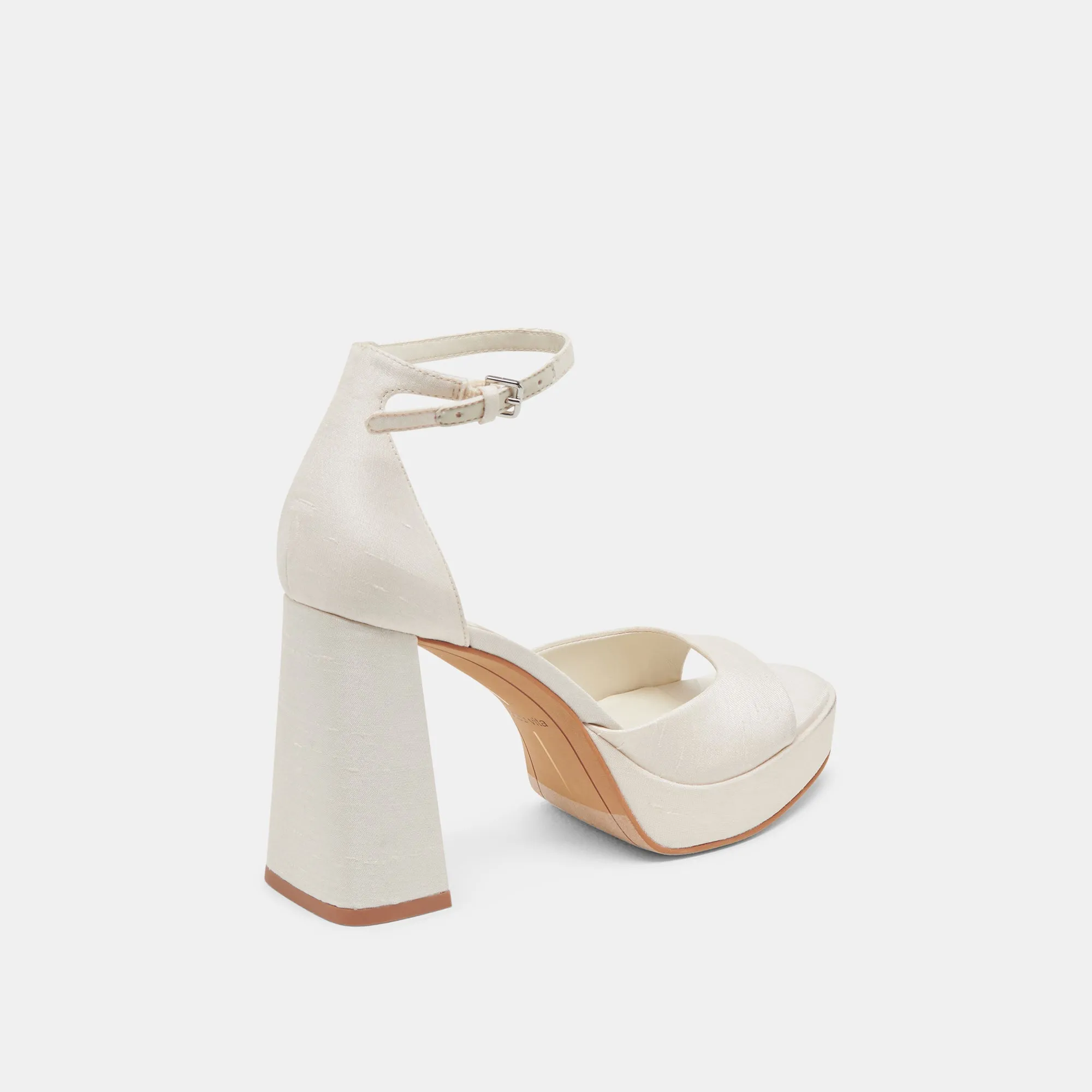 Fashion Footwear PANDRO WIDE HEELS WHITE SATIN