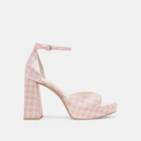 PANDRO X BYRDIE GOLF WIDE HEELS PINK PLAID GINGHAM Ergonomic Design