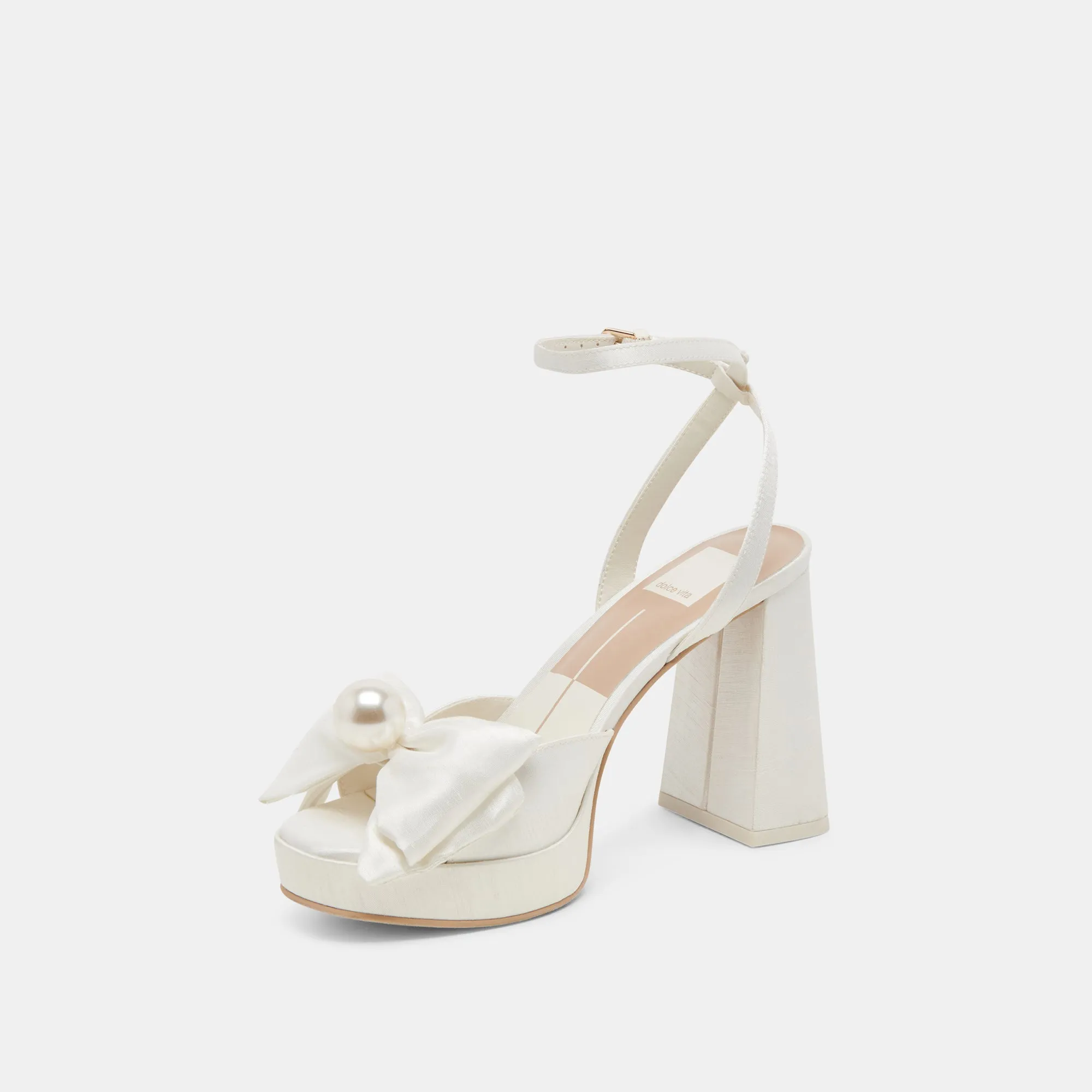 PATTON WIDE HEELS IVORY SATIN Elastic Strap
