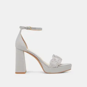 Embellished Wedding Shoes Happy Mood PELTIN HEELS GREY WOVEN RAFFIA