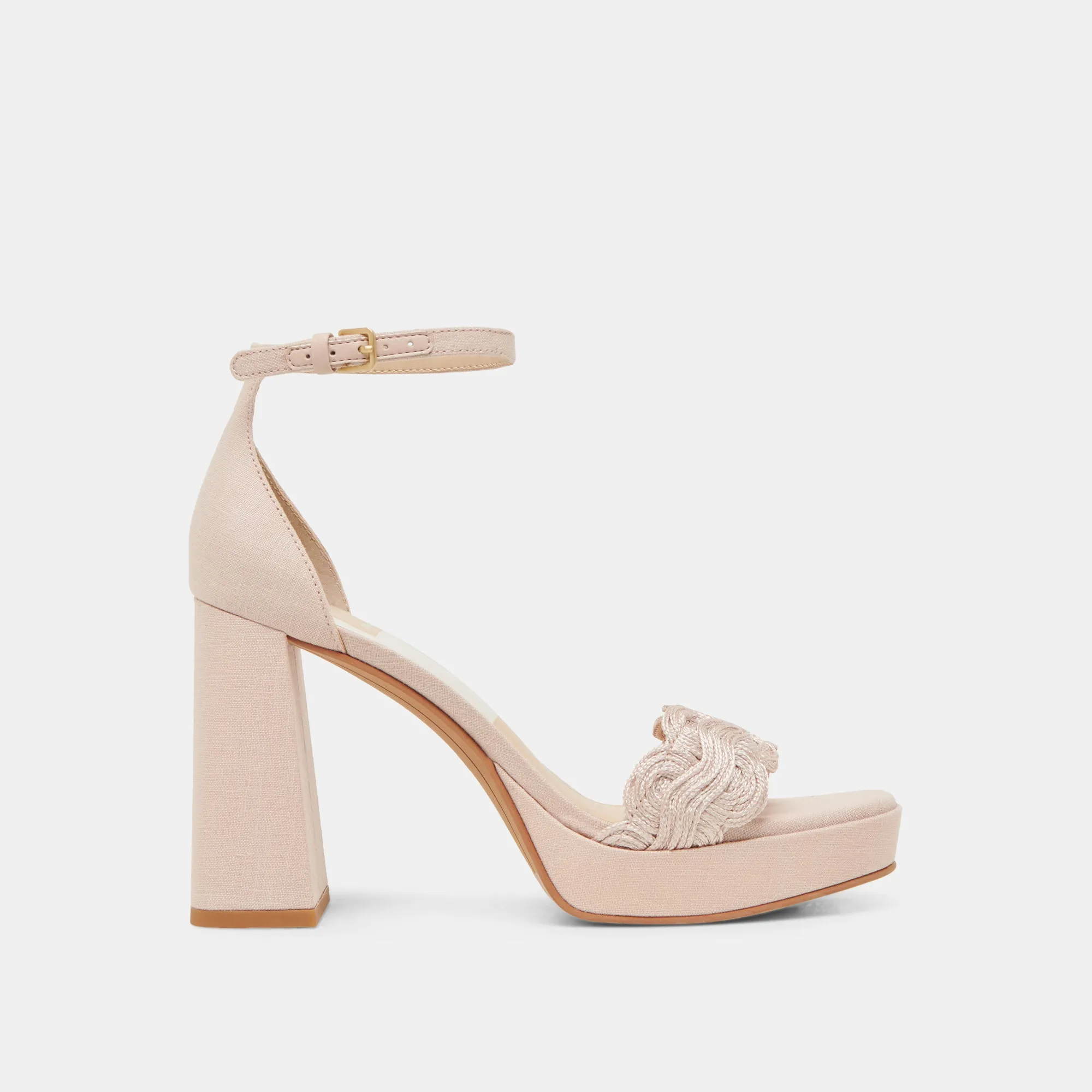Luxe Heels Leather Insole PELTIN HEELS LIGHT PINK WOVEN RAFFIA