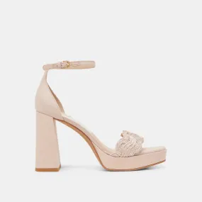 Luxe Heels Leather Insole PELTIN HEELS LIGHT PINK WOVEN RAFFIA