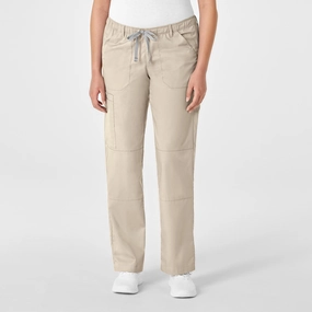 High Rise Design WonderWORK Women's Straight Leg Cargo Scrub Pant - Khaki
