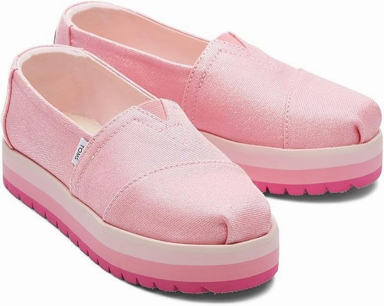 Pack Easy TOMS Alp Platform 10019784 Kids  Carnation Pink Glimmer Loafer Shoes JOBB982