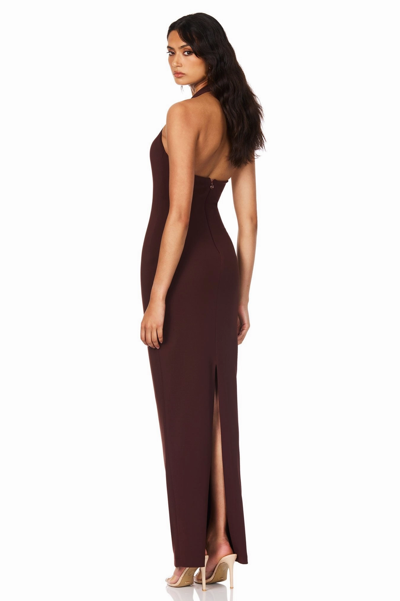 Nookie Natalia Halter Maxi Dress - Chocolate Lightweight Fabric Runway-Ready