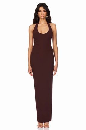 Nookie Natalia Halter Maxi Dress - Chocolate Natural Tones