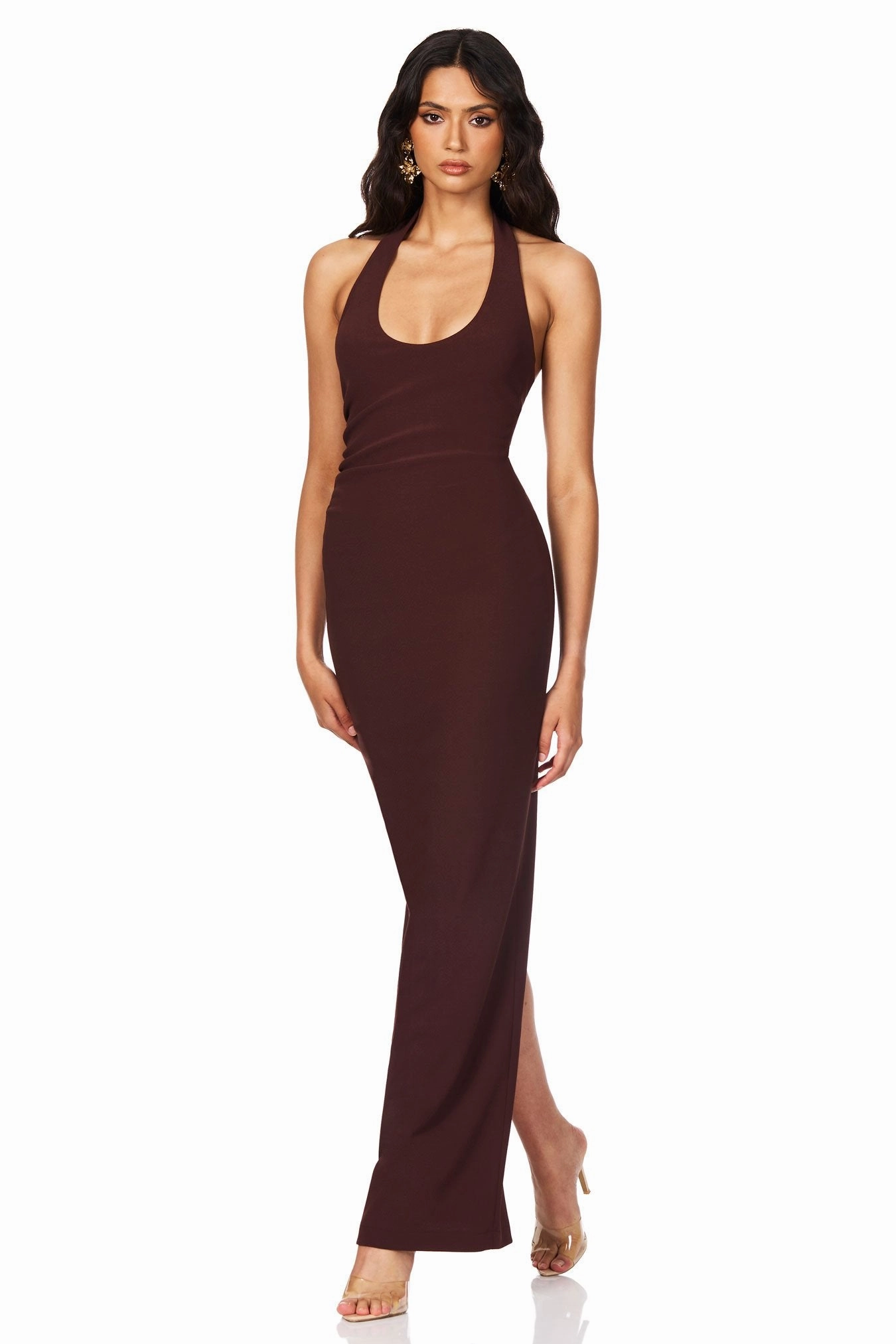 Nookie Natalia Halter Maxi Dress - Chocolate Hand-Wash