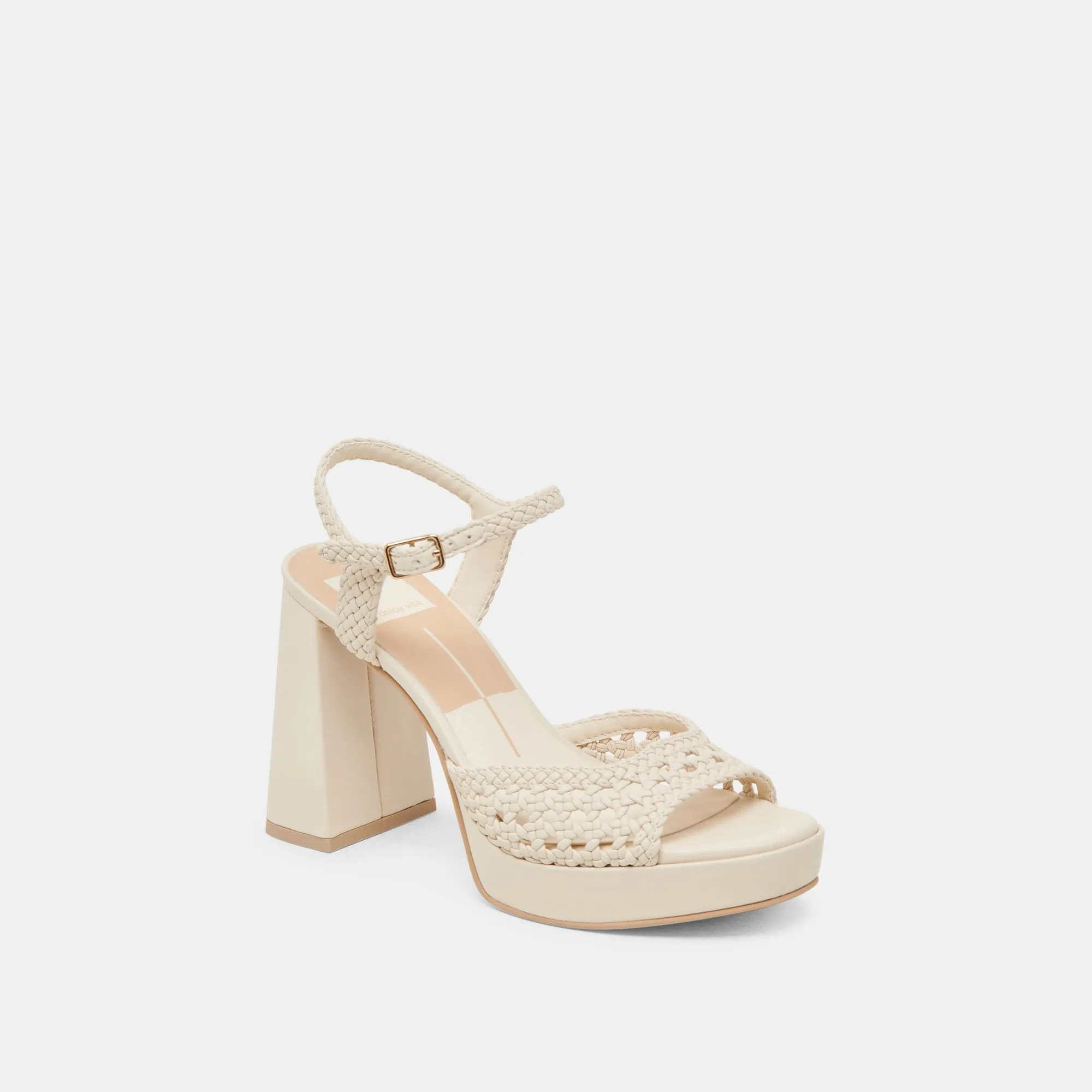 PEYTEN WIDE HEELS CREME WOVEN STELLA Retro Stilettos