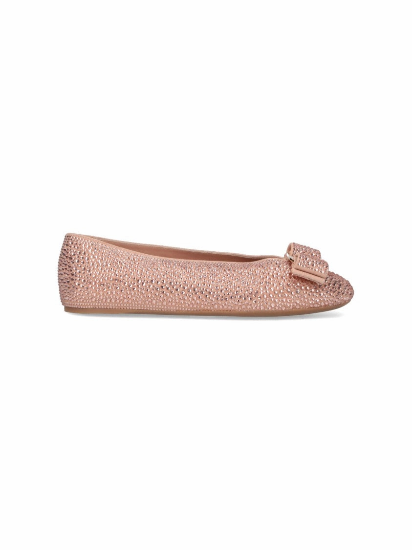 Pointed Toe Pink Flats With Sparkling Embellishments Smile Step Cozy Design