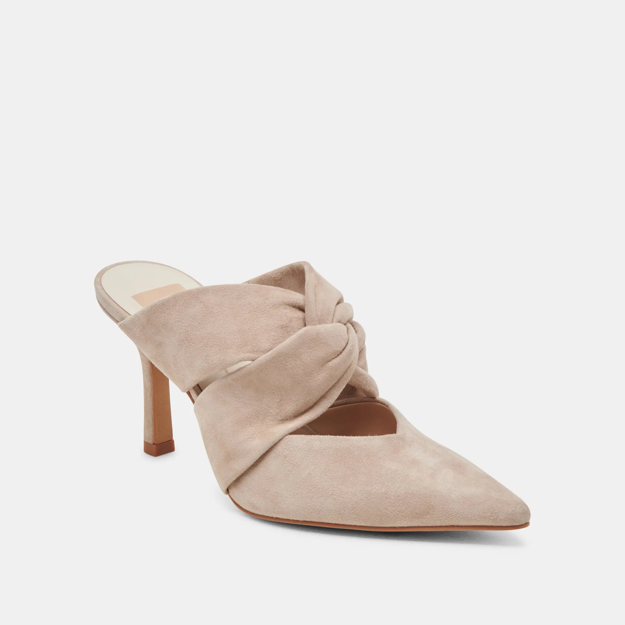 KELSY HEELS TAUPE SUEDE Open Toe Pumps Sleek Pumps