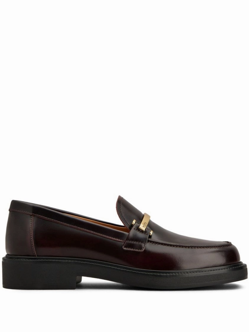 Look View Market Lane Polished Burgundy Loafers With Decorative Metal Bar