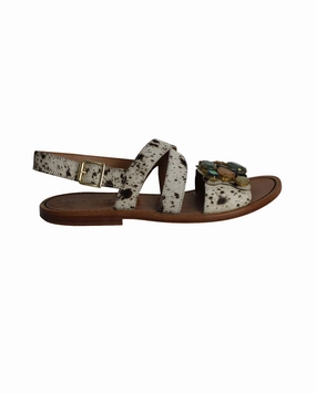 Island Mood Marni Crystal Embellishments Slingback Sandals in Animal Print Ponyhair