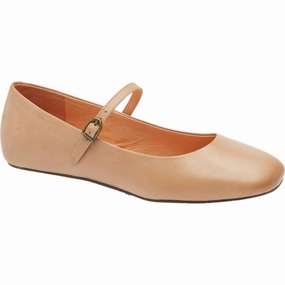 Women's Agnes Mary Jane Flat Shoes In Taupe Leather Effortless Movement