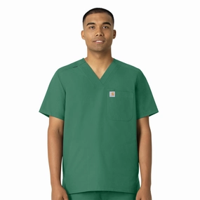 Carhartt Force Essentials Men's V-Neck Shirttail Scrub Top - Hunter DropShoulder